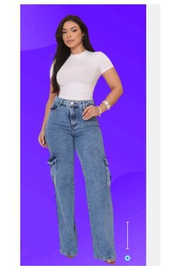 Calça Cargo Wide Leg Jeans Deerf - 52187