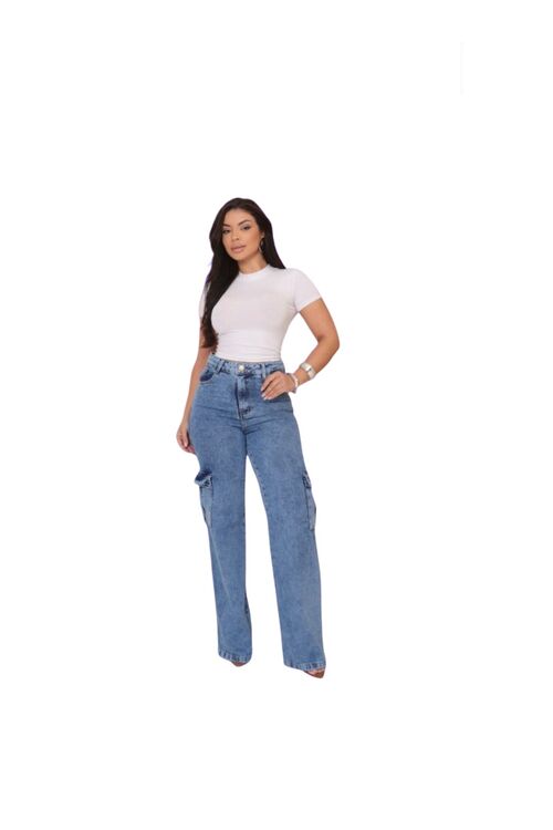 Calça Cargo Wide Leg Jeans Deerf