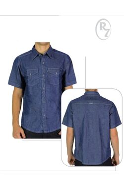 Camisa Jeans Plus Size Mc Azul R Sete