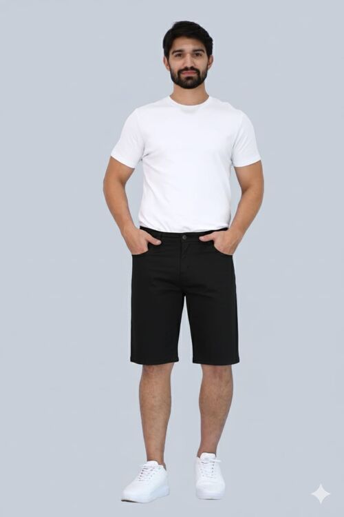 Bermuda Sarja Tradicional Plus Size Preto Muito Mais