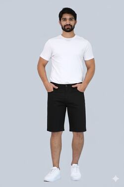 Bermuda Sarja Tradicional Plus Size Preto Muito Mais