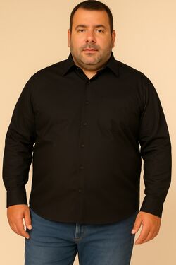 Camisa de Tricoline Plus Size Cor Preto Caw