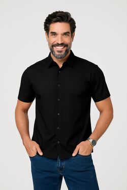 Camisa Spandex Slim Mc Preto Caw