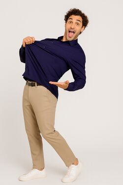 Camisa Spandex Slim Ml Marinho Caw