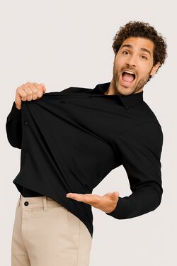 Camisa Spandex Slim Ml Preto Caw