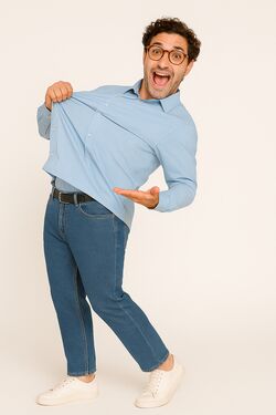 Camisa Spandex Slim Ml Azul Claro Caw