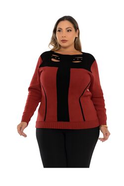 Blusa Malha Mousse Plus Size Vermelho Jaú