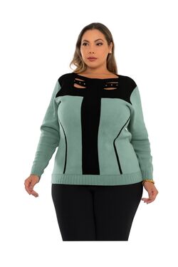 Blusa Malha Mousse Plus Size Verde Jaú