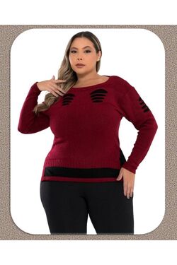 Blusa Malha Rasgadinha Plus Size Jaú