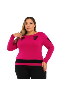 Blusa Malha Rasgadinha Plus Size Pink Jaú