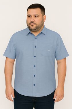 Camisa Fio a Fio Tradicional Mc Com Bolso Azul Caw