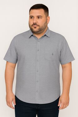 Camisa Fio a Fio Tradicional Mc Com Bolso Cinza Caw