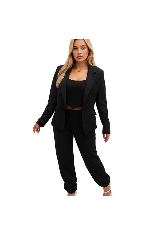 Blaser Feminino Acetinado Preto FitWell