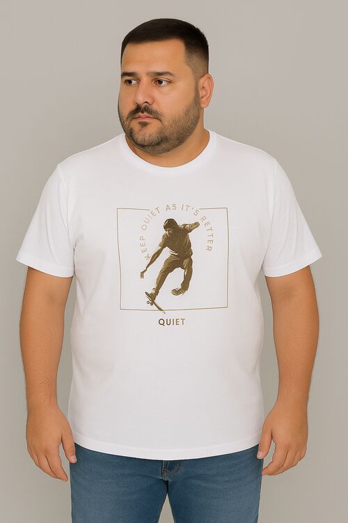 Camiseta Plus Size SK8 Branco Thoux