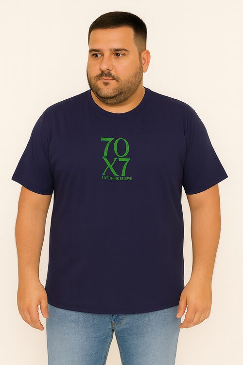 Camiseta Plus Size Perdão Cor Marinho Thoux