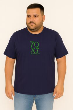 Camiseta Plus Size Perdão Cor Marinho Thoux