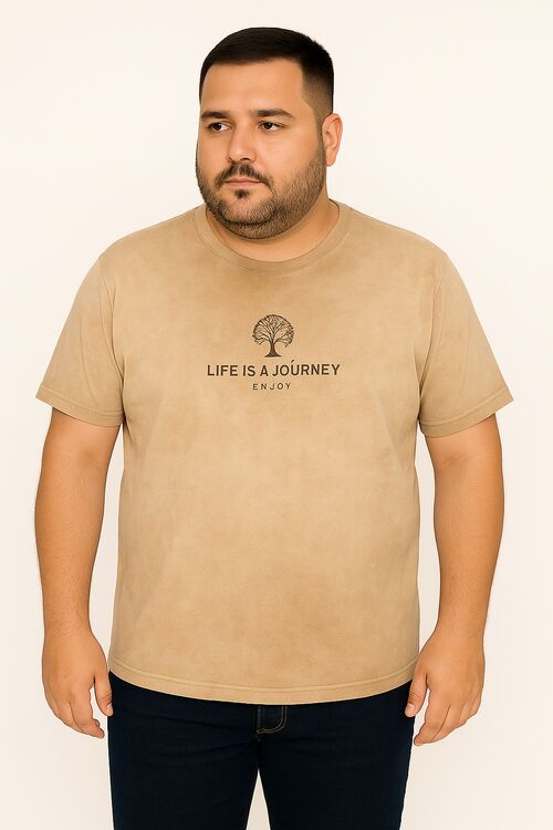 Camiseta Plus Size Seguro Bege Thoux