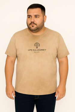 Camiseta Plus Size Seguro Bege Thoux