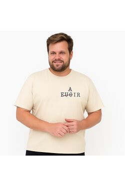 Camiseta Plus Size Fugir ou Agir Bege 