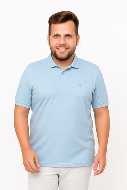 Camisa Polo Masculina Plus You Size – Meia Malha – Azul Claro – G4 ao G6