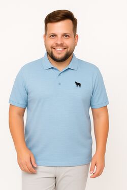Camisa Polo Masculina Plus You Size – Meia Malha – Azul Claro – G4 ao G6 - 52853