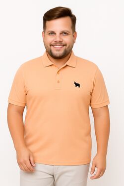 Camisa Polo Masculina Plus You Size – Meia Malha – Laranja – G4 ao G6