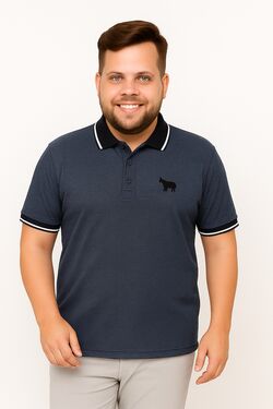 Camisa Polo Masculina Plus You Size – Meia Malha – Marinho – G4 ao G6