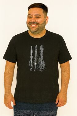 Camiseta Plus Size Thoux 100% Algodão – Estampa Traços Guitar – Masculina