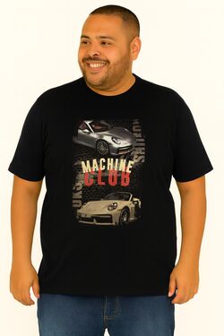 Camiseta Plus Size Thoux 100% Algodão – Estampa Machine  Carro – Masculina