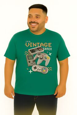 Camiseta Plus Size Thoux 100% Algodão – Estampa Vintage – Masculina