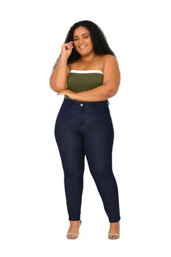 Calça Skinny Jeans Plus Size Até 58 – Muito Mais – Blue Sem Lavagem