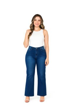 Calça Flare Jeans Muito Mais – Jeans Azul – Veste Até 52