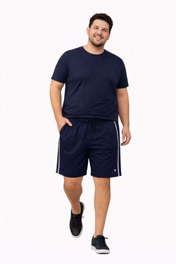 Bermuda Tactel Plus Size Masculina Marinho com Friso – Stilo Sport