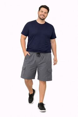 Bermuda Cargo Plus Size Masculina em Nylton Cinza – Stilo Port | Leve e Secagem Rápida