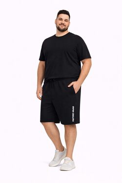 Bermuda de Moletom Plus Size Masculina Preto - Rovitex - Algodão