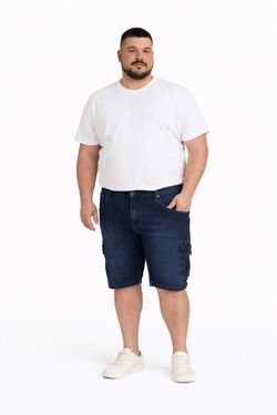 Bermuda Cargo Masculina Plus Size Jeans Used -  R Sete - Veste até 56