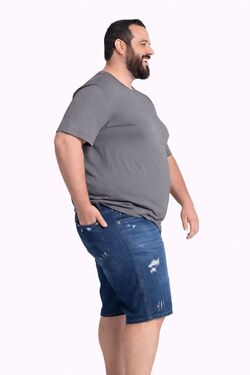 Bermuda Masculina Plus Size  Algodão - Sawary - Jeans Médio - 53428