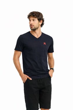 Camiseta Masculina Slim Decote V Six One Preta – Algodão