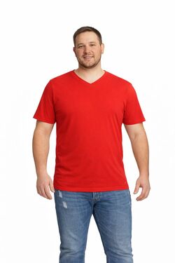 Camiseta Masculina Plus Size Gola V Rovitex Vermelho – Algodão com Elastano
