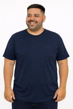 Camiseta Masculina Plus Size Básica Diâmetro Marinho – Algodão