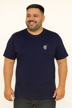 Camiseta Masculina Plus Size Fé Básica Marinho – Algodão