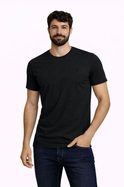 Camiseta Masculina Plus Slim Fit Gola Careca Six One Preto – Combed Cotton