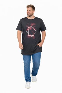 Camiseta Masculina Plus Size Long Fit Estampada Chumbo – Combed Cotton