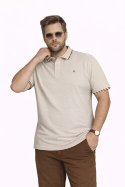 Camisa Polo Plus Size Algodão Diametro – Malha Favo - Bege