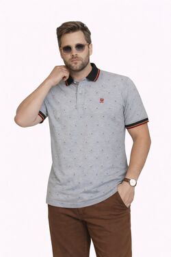 Camisa Polo Masculina Algodão Yonders Cinza Detalhe na Gola