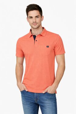 Camisa Polo Masculina Piquet Salmão Six One Algodão Confort Slim