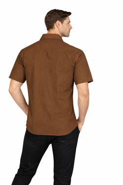 Camisa Works Plus Size Manga Curta Sarja Dois Bolsos Wrangler Caramelo - 53657