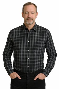 Camisa Masculina Slim Manga Longa Xadrez Algodão Caw