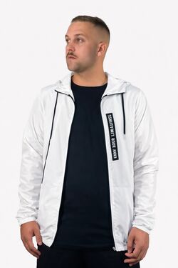 Jaqueta Corta Vento Unissex com Capuz Thoux Branca Zíper Frontal