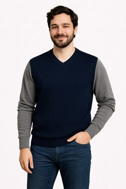 Colete Masculino Tricot Decote V Marinho Jaú 